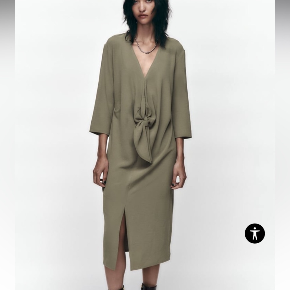 ZARA KNOTTED FLUID DRESS SIZE L
